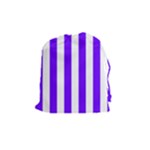 Vertical Stripes - White and Indigo Violet Drawstring Pouch (M)