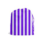 Vertical Stripes - White and Indigo Violet Drawstring Pouch (L)