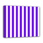 Vertical Stripes - White and Indigo Violet Deluxe Canvas 24  x 20  (Stretched)