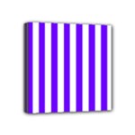 Vertical Stripes - White and Indigo Violet Mini Canvas 4  x 4  (Stretched)