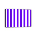 Vertical Stripes - White and Indigo Violet Mini Canvas 6  x 4  (Stretched)