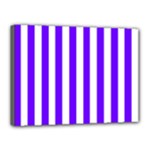 Vertical Stripes - White and Indigo Violet Canvas 16  x 12  (Stretched)