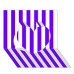 Vertical Stripes - White and Indigo Violet Heart 3D Greeting Card (7x5)