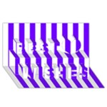 Vertical Stripes - White and Indigo Violet Best Wish 3D Greeting Card (8x4)