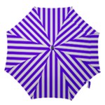 Vertical Stripes - White and Indigo Violet Hook Handle Umbrella (Large)