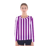 Vertical Stripes - White and Purple Violet Women s Long Sleeve T-shirt