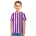 Vertical Stripes - White and Purple Violet Kid s Sport Mesh Tee