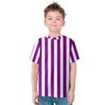 Vertical Stripes - White and Purple Violet Kid s Cotton Tee