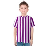 Vertical Stripes - White and Purple Violet Kid s Cotton Tee