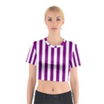 Vertical Stripes - White and Purple Violet Cotton Crop Top