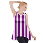 Vertical Stripes - White and Purple Violet Side Drop Tank Tunic