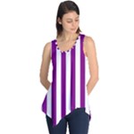 Vertical Stripes - White and Purple Violet Sleeveless Tunic