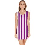 Vertical Stripes - White and Purple Violet Bodycon Dress