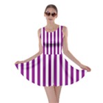 Vertical Stripes - White and Purple Violet Skater Dress