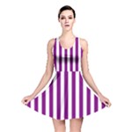 Vertical Stripes - White and Purple Violet Reversible Skater Dress