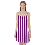 Vertical Stripes - White and Purple Violet Satin Night Slip