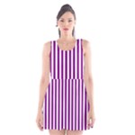 Vertical Stripes - White and Purple Violet Scoop Neck Skater Dress