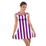 Vertical Stripes - White and Purple Violet Cotton Racerback Dress