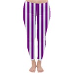 Vertical Stripes - White and Purple Violet Winter Leggings