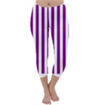 Vertical Stripes - White and Purple Violet Capri Winter Leggings