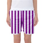 Vertical Stripes - White and Purple Violet Women s Basketball Shorts