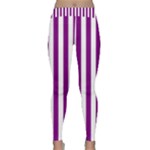 Vertical Stripes - White and Purple Violet Yoga Leggings