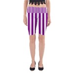 Vertical Stripes - White and Purple Violet Yoga Cropped Leggings