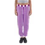 Vertical Stripes - White and Purple Violet Women s Jogger Sweatpants