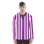 Vertical Stripes - White and Purple Violet Hooded Wind Breaker (Men)