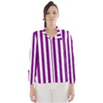 Vertical Stripes - White and Purple Violet Wind Breaker (Women)