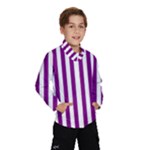Vertical Stripes - White and Purple Violet Wind Breaker (Kids)