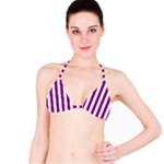 Vertical Stripes - White and Purple Violet Bikini Top