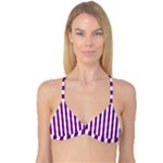 Vertical Stripes - White and Purple Violet Reversible Tri Bikini Top