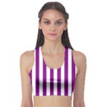 Vertical Stripes - White and Purple Violet Women s Sports Bra