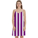 Vertical Stripes - White and Purple Violet Women s Reversible Sports Bra with Border