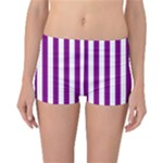 Vertical Stripes - White and Purple Violet Reversible Boyleg Bikini Bottoms