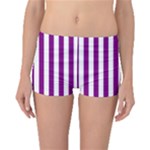 Vertical Stripes - White and Purple Violet Boyleg Bikini Bottoms