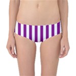 Vertical Stripes - White and Purple Violet Classic Bikini Bottoms