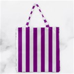 Vertical Stripes - White and Purple Violet Grocery Tote Bag