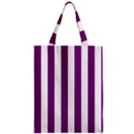 Vertical Stripes - White and Purple Violet Zipper Classic Tote Bag