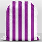 Vertical Stripes - White and Purple Violet Drawstring Bag (Large)