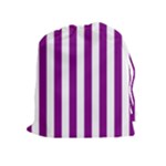 Vertical Stripes - White and Purple Violet Drawstring Pouch (XL)