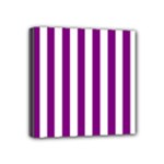 Vertical Stripes - White and Purple Violet Mini Canvas 4  x 4  (Stretched)