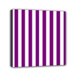 Vertical Stripes - White and Purple Violet Mini Canvas 6  x 6  (Stretched)