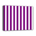 Vertical Stripes - White and Purple Violet Canvas 14  x 11  (Stretched)