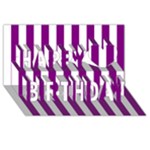 Vertical Stripes - White and Purple Violet Happy Birthday 3D Greeting Card (8x4)