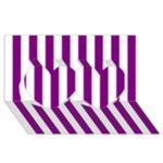 Vertical Stripes - White and Purple Violet Twin Hearts 3D Greeting Card (8x4)