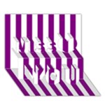 Vertical Stripes - White and Purple Violet Miss You 3D Greeting Card (7x5)