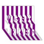 Vertical Stripes - White and Purple Violet WORK HARD 3D Greeting Card (7x5)