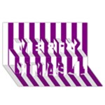 Vertical Stripes - White and Purple Violet Merry Xmas 3D Greeting Card (8x4)